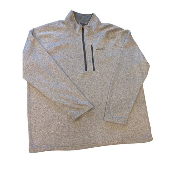 Eddie Bauer Fleece Sweater Mens XXL Gray 1/4 Zip Pullover Gray Hiking Sweatshirt - Picture 10 of 14